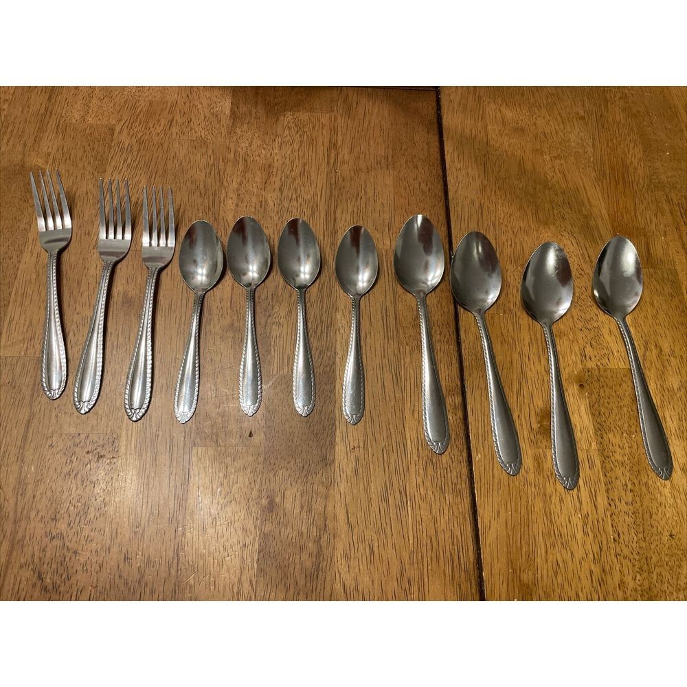 11 piece stainless steel silverware set spoons  And‎ Forks